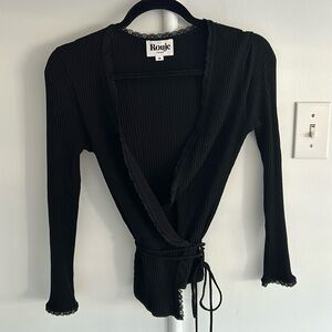 Rouje Paris black Chris’s cross front top.